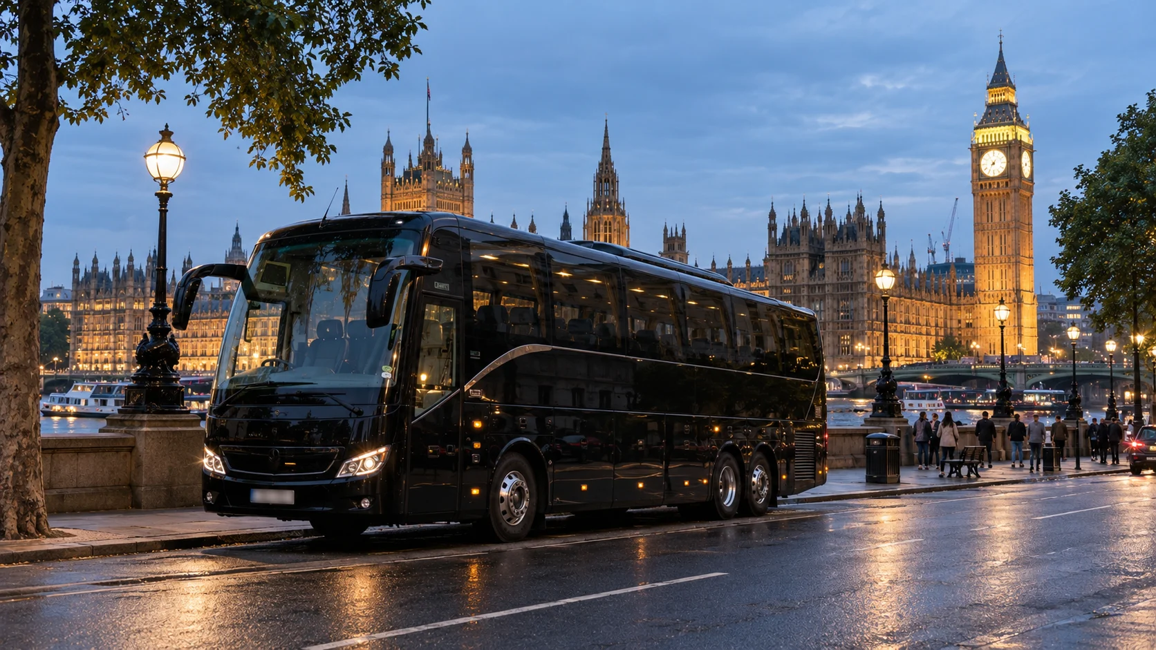 Heylux black coach in London at evening
